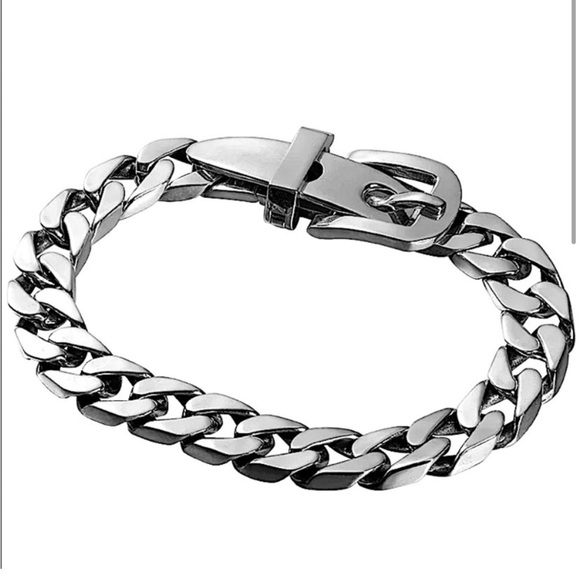 Belt Buckle Sterling Silver Chain Link Bracelet - Picture 4 of 8